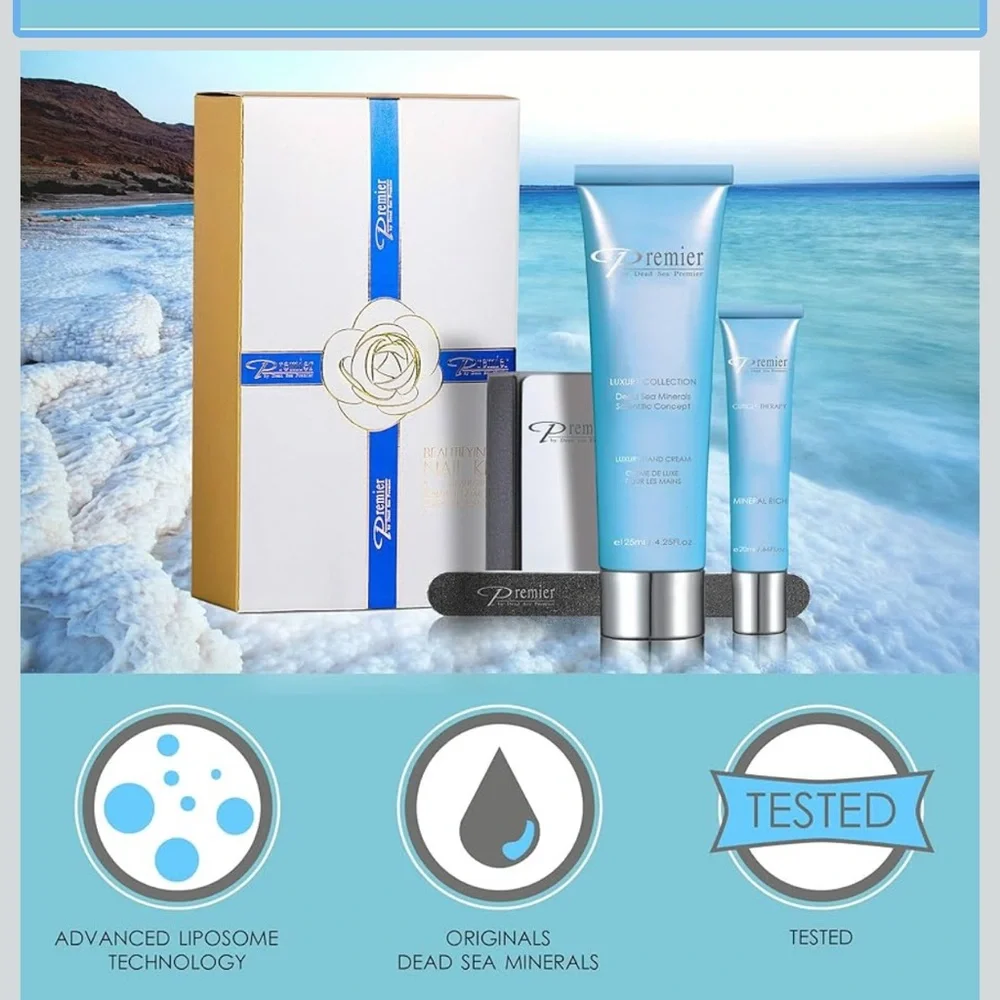 Premier Dead Sea Minerals beautifying nail kit in Passion Fruit 4 pc set
